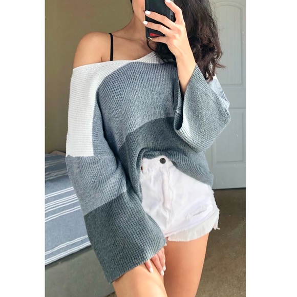 Anthropologie Ribbed Color Block Slouchy Sweater L - Picture 14 of 14